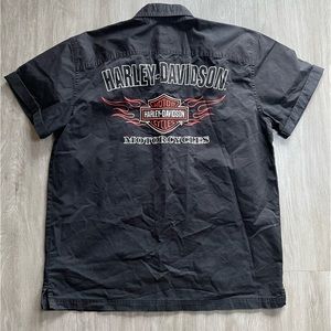 Harley Davidson Mens Short Sleeve Cotton Button Front Shirt